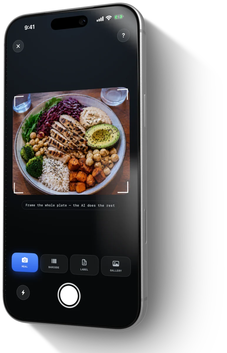 The meal scanner: the viewfinder on a chicken, avocado and sweet potato bowl